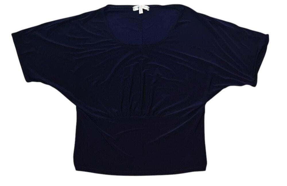 Vintage Suzie Dolman Short Sleeve Drop Waist Navy Blue Top Large